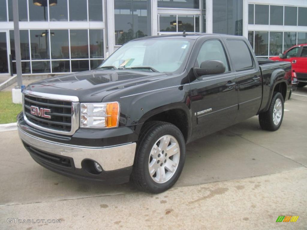 2008 Sierra 1500 SLE Crew Cab - Onyx Black / Light Titanium photo #1