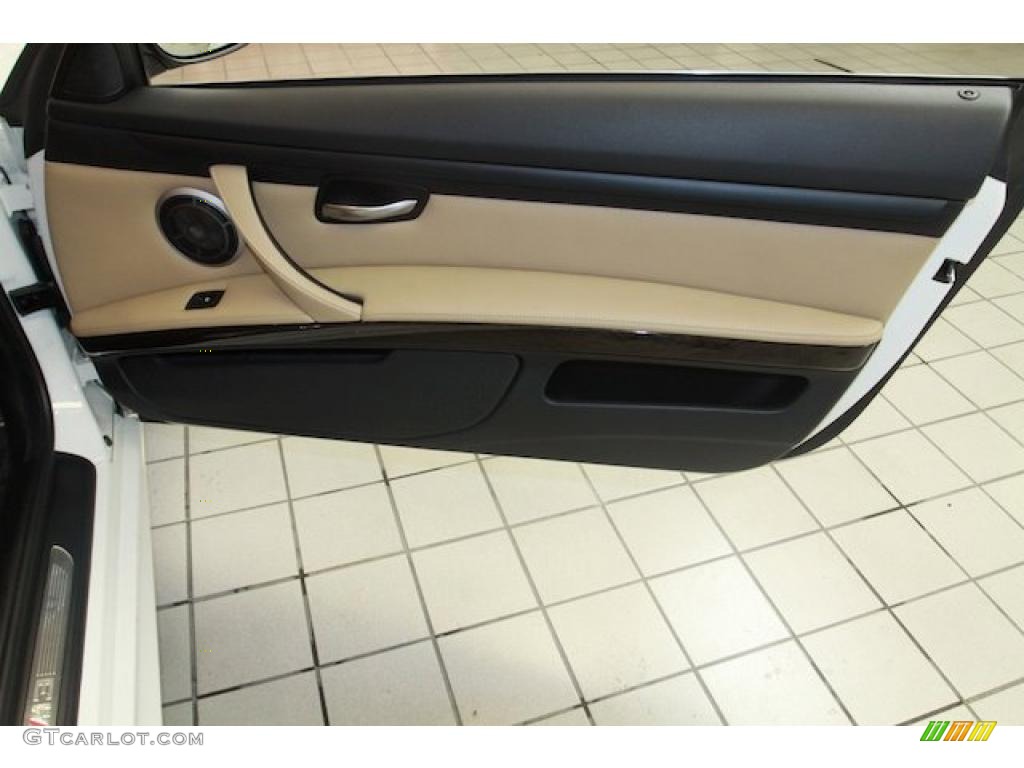 2009 BMW M3 Convertible Bamboo Beige Novillo Leather Door Panel Photo #40059531