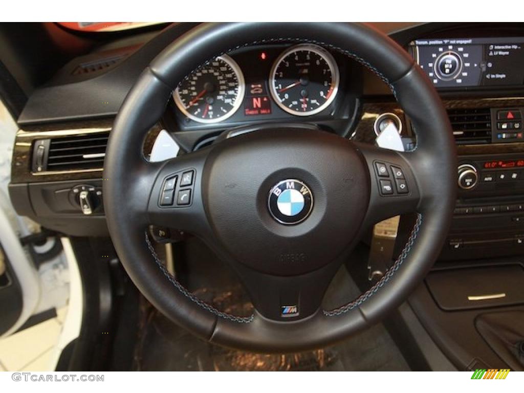 2009 BMW M3 Convertible Bamboo Beige Novillo Leather Steering Wheel Photo #40059579