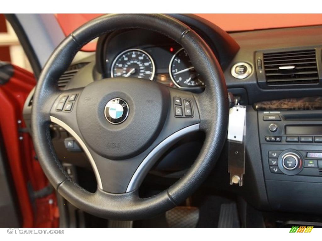 2008 BMW 1 Series 128i Coupe Black Steering Wheel Photo #40062019