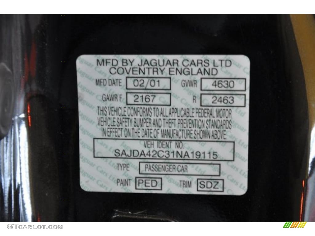2001 XK Color Code PED for Anthracite Metallic Photo #40063051