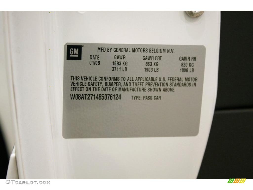 2008 Saturn Astra XR Coupe Info Tag Photos
