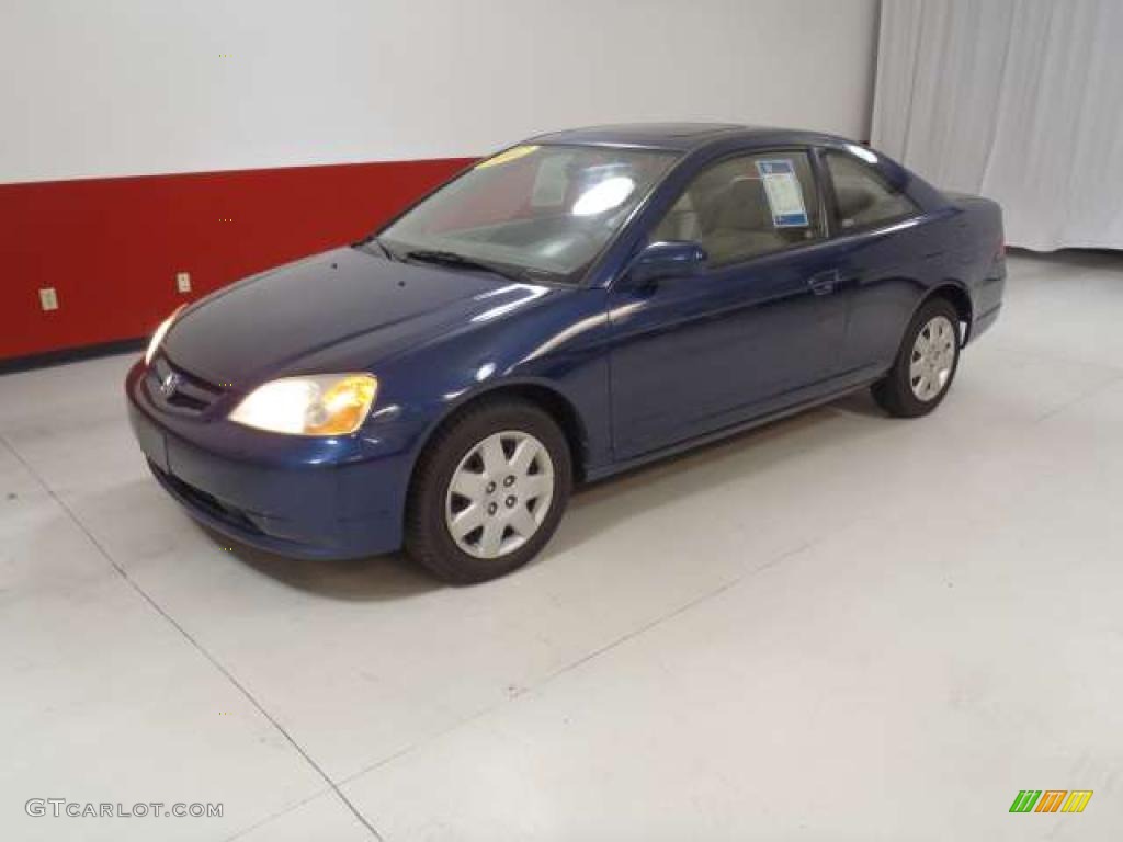 2002 Civic EX Coupe - Eternal Blue Pearl / Beige photo #8