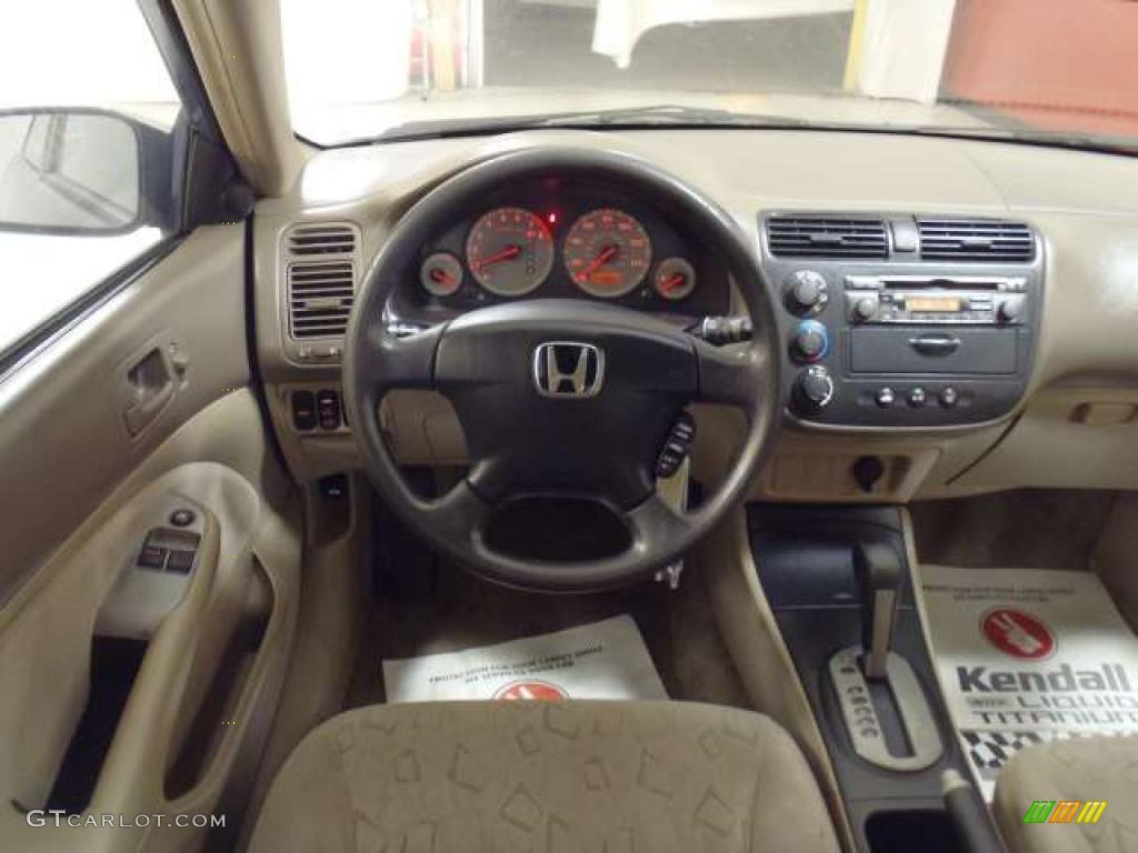 2002 Honda Civic EX Coupe Beige Dashboard Photo #40066923