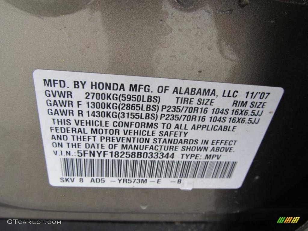 2008 Pilot Value Package 4WD - Mocha Metallic / Saddle photo #19