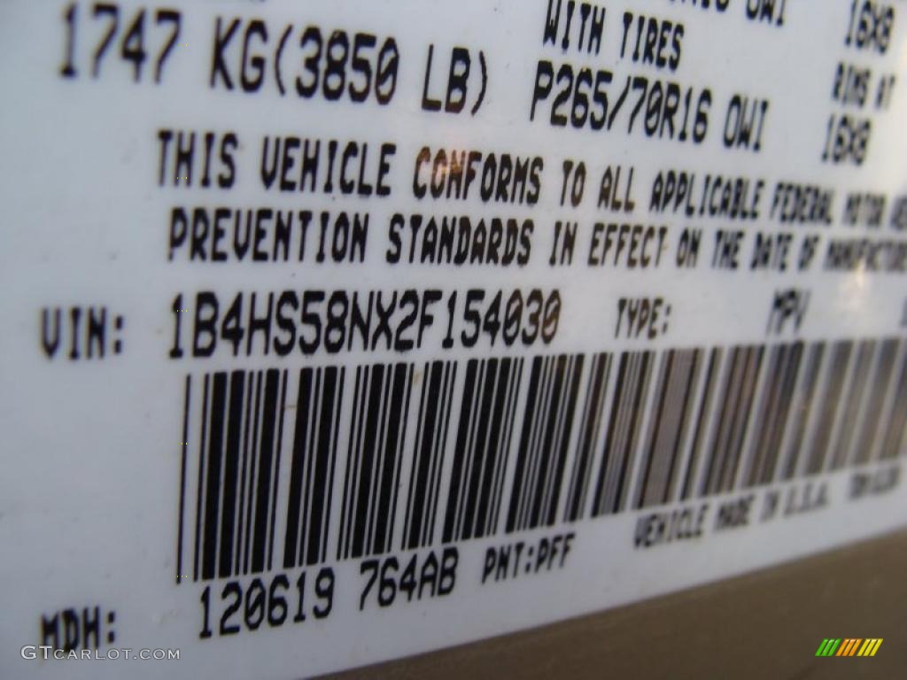 2002 Durango Color Code PFF for Light Pewter Metallic Photo #40081023