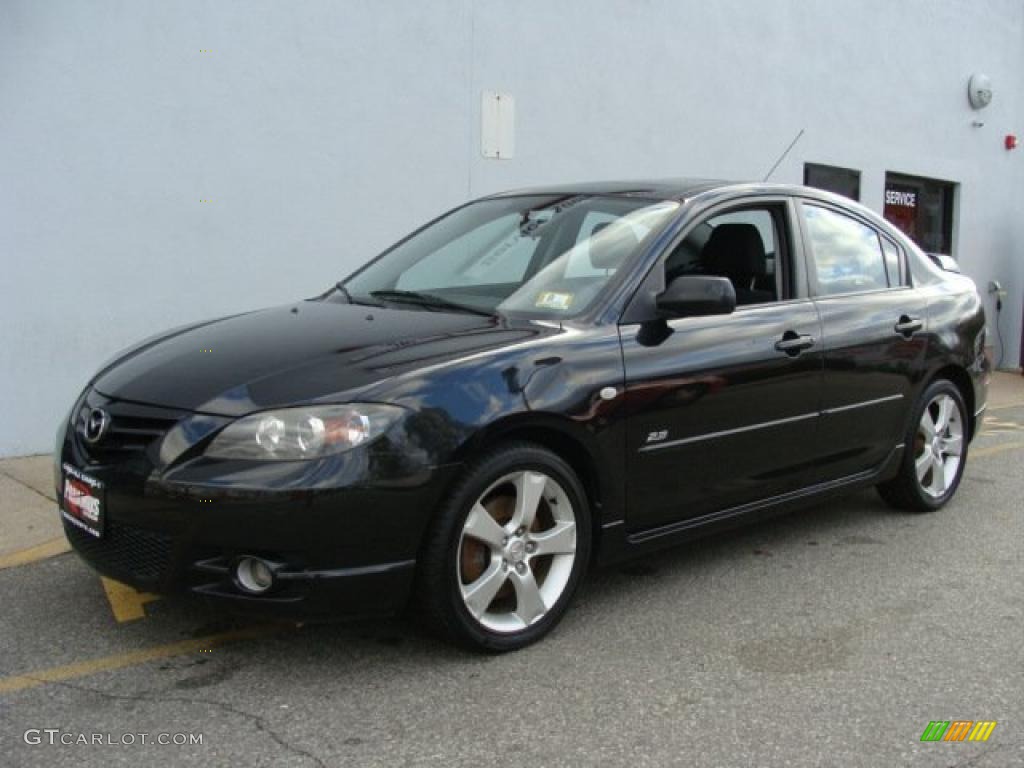 2004 MAZDA3 s Sedan - Black Mica / Black/Red photo #1