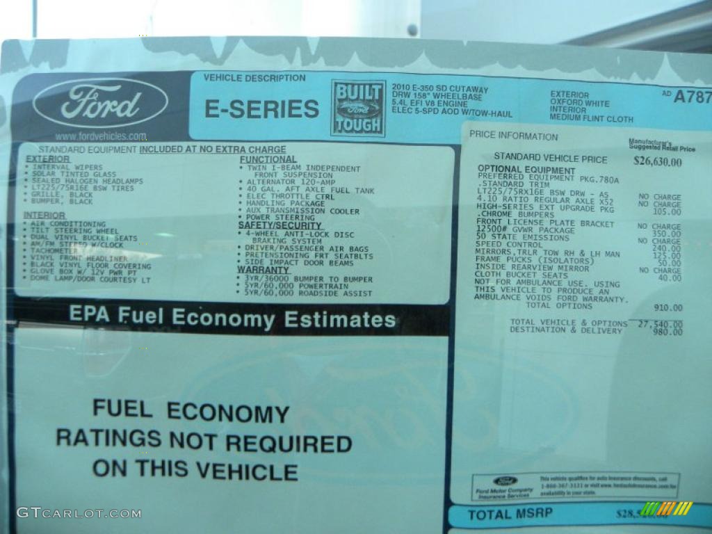 2010 E Series Cutaway E350 Commercial Moving Van - Oxford White / Medium Flint photo #3