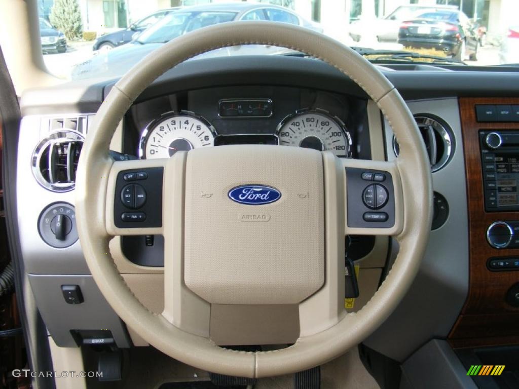 2008 Ford Expedition Eddie Bauer 4x4 Camel Steering Wheel Photo #40094407