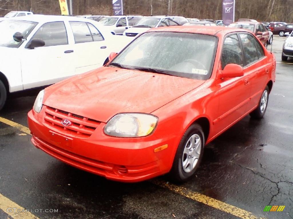 Retro Red 2004 Hyundai Accent GL Sedan Exterior Photo #40098539