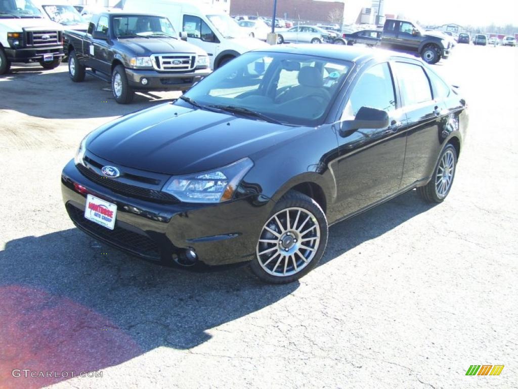 2011 Focus SES Sedan - Ebony Black / Medium Stone photo #1