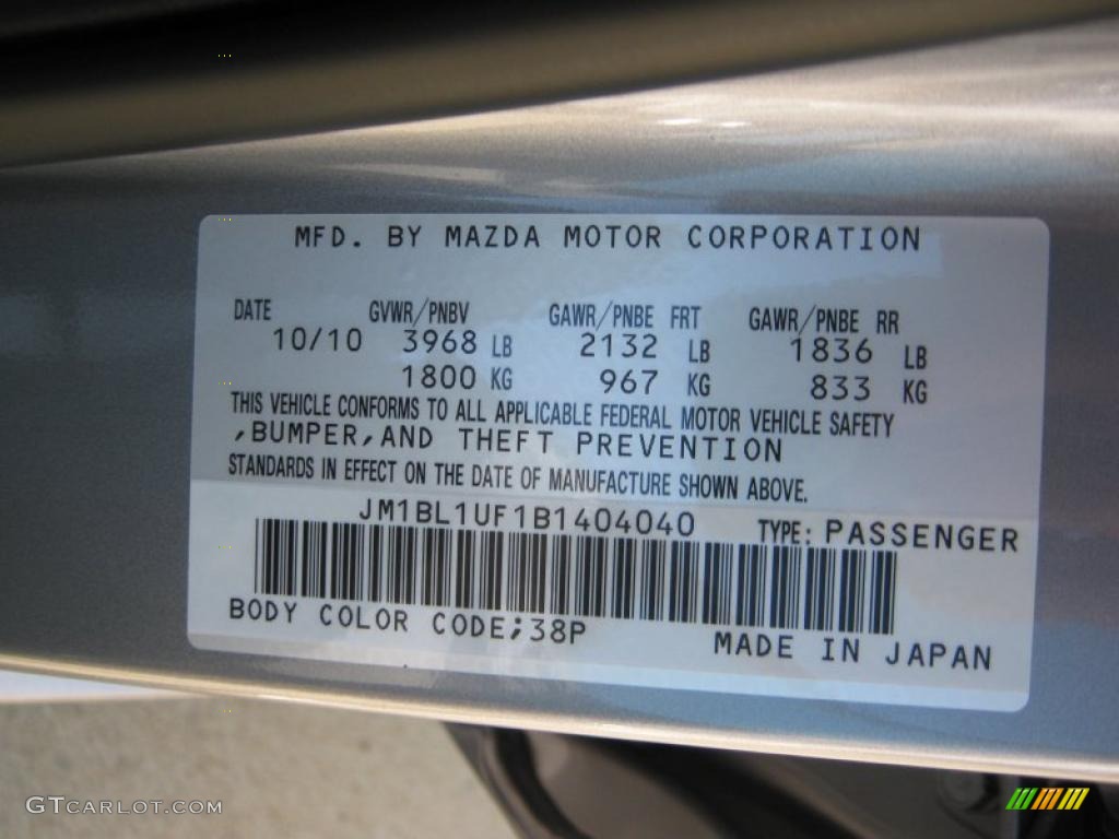 2011 MAZDA3 Color Code 38P for Liquid Silver Metallic Photo #40102331