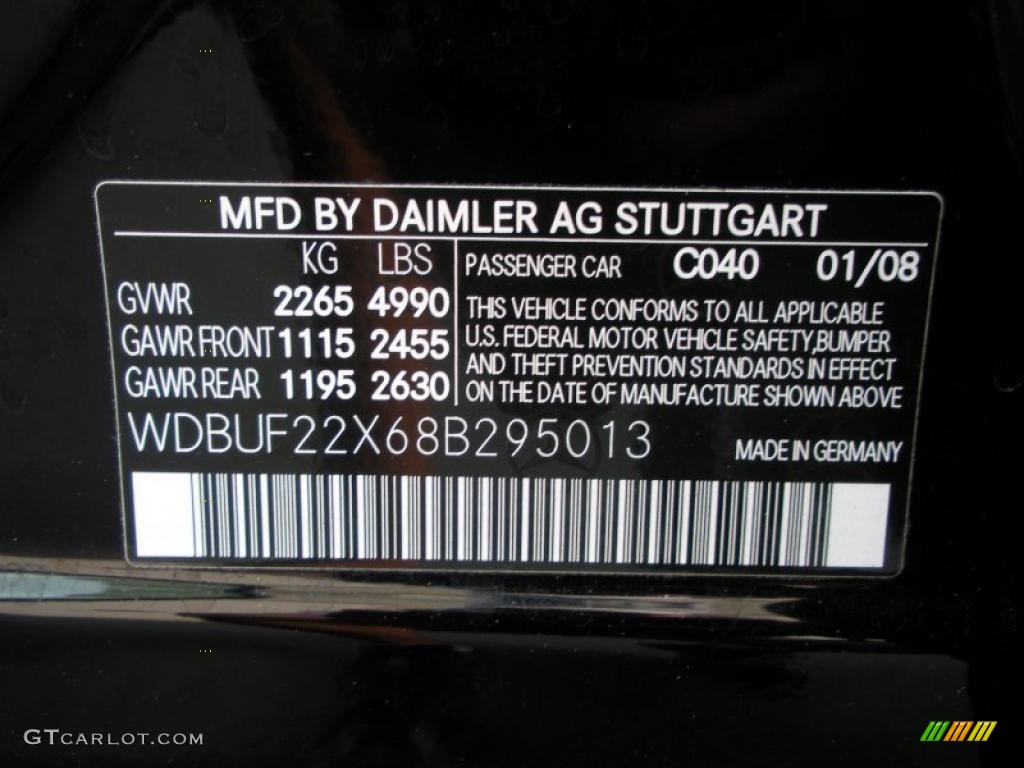 2008 Mercedes-Benz E 320 BlueTEC Sedan Info Tag Photo #40102735