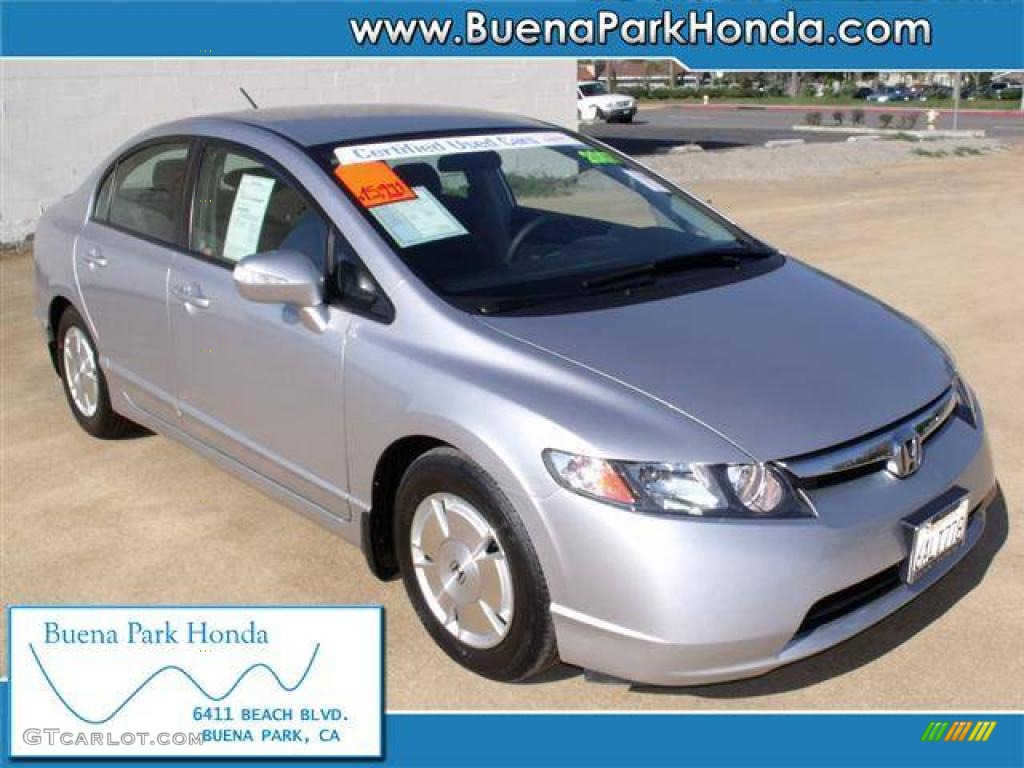 2007 Civic Hybrid Sedan - Alabaster Silver Metallic / Blue photo #1