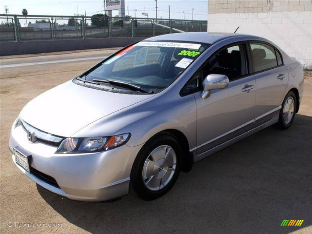 2007 Civic Hybrid Sedan - Alabaster Silver Metallic / Blue photo #3