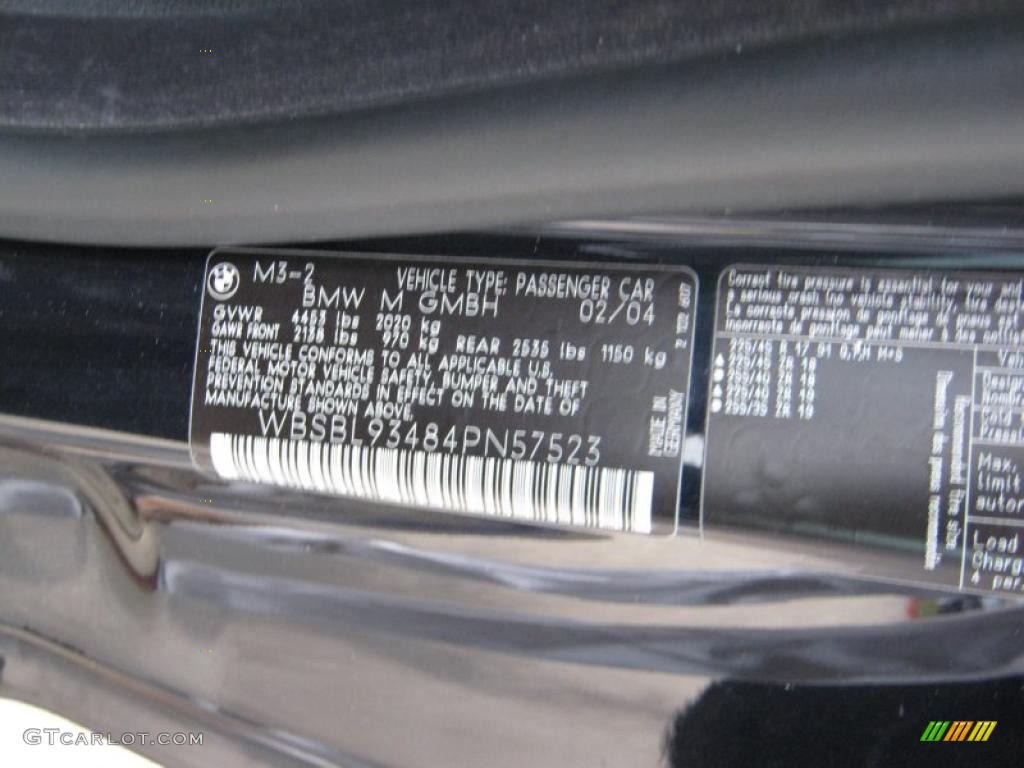 2004 BMW M3 Coupe Info Tag Photos
