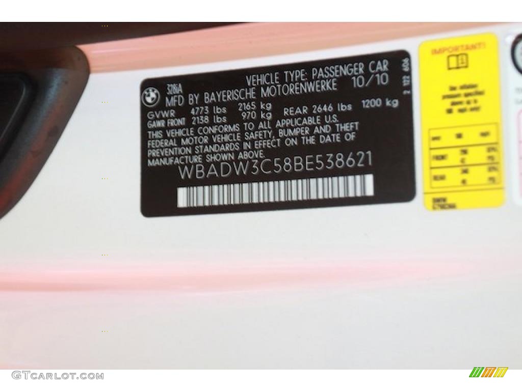 2011 BMW 3 Series 328i Convertible Info Tag Photo #40108155