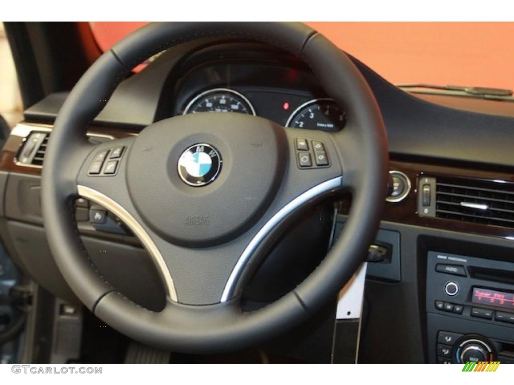 2011 BMW 3 Series 328i Convertible Black Steering Wheel Photo #40108467