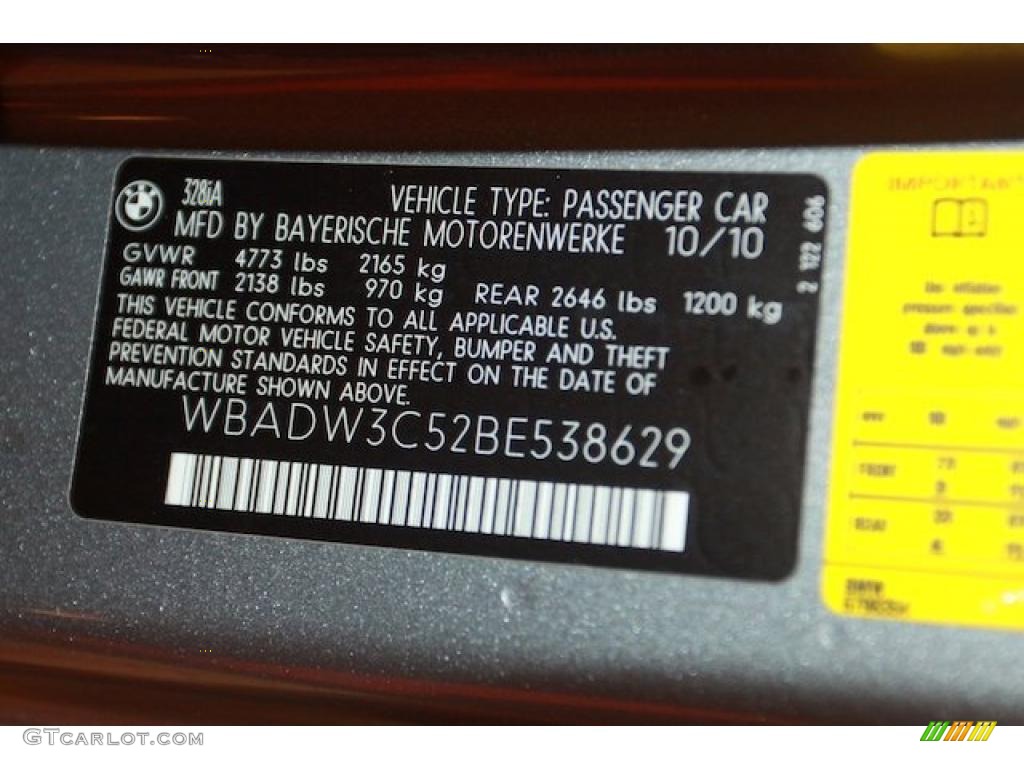 2011 BMW 3 Series 328i Convertible Info Tag Photo #40108583