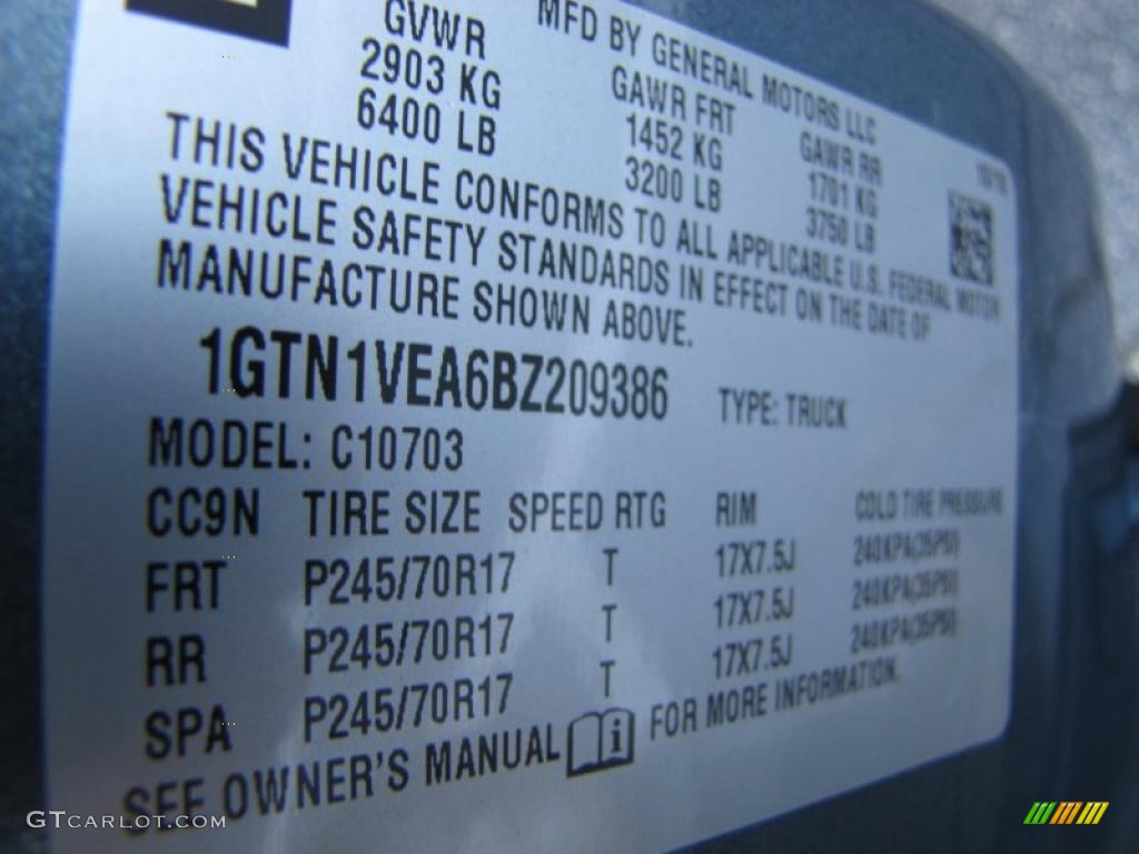 2011 GMC Sierra 1500 SLE Regular Cab Info Tag Photos