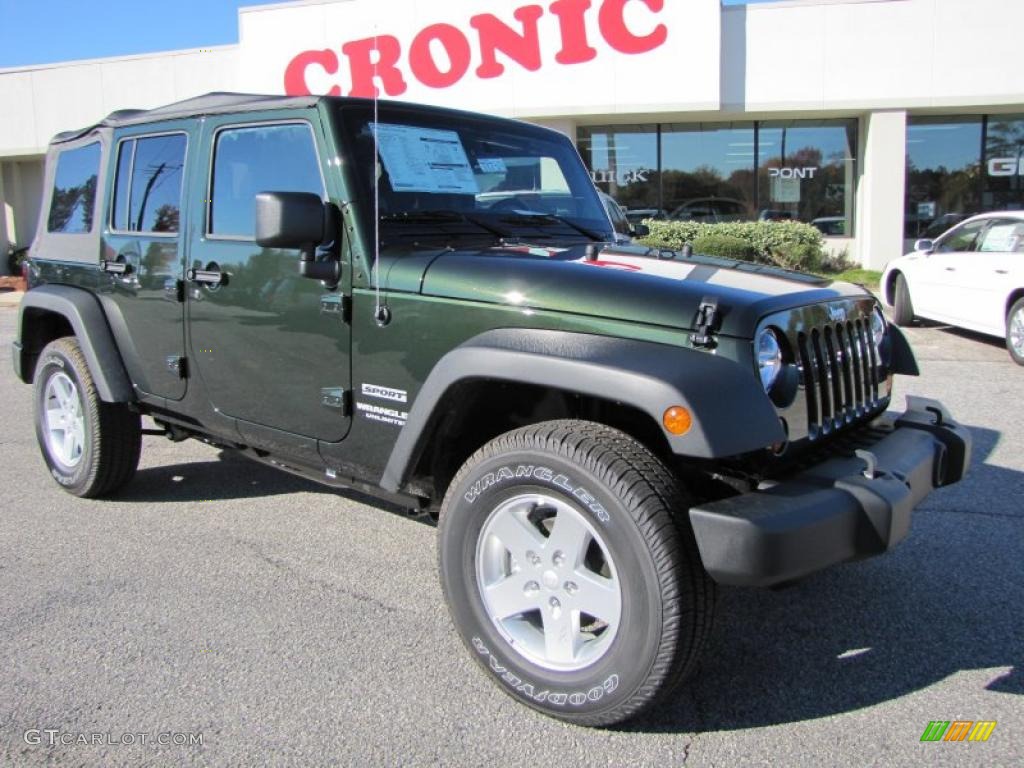 2011 Wrangler Unlimited Sport 4x4 - Natural Green Pearl / Black photo #1