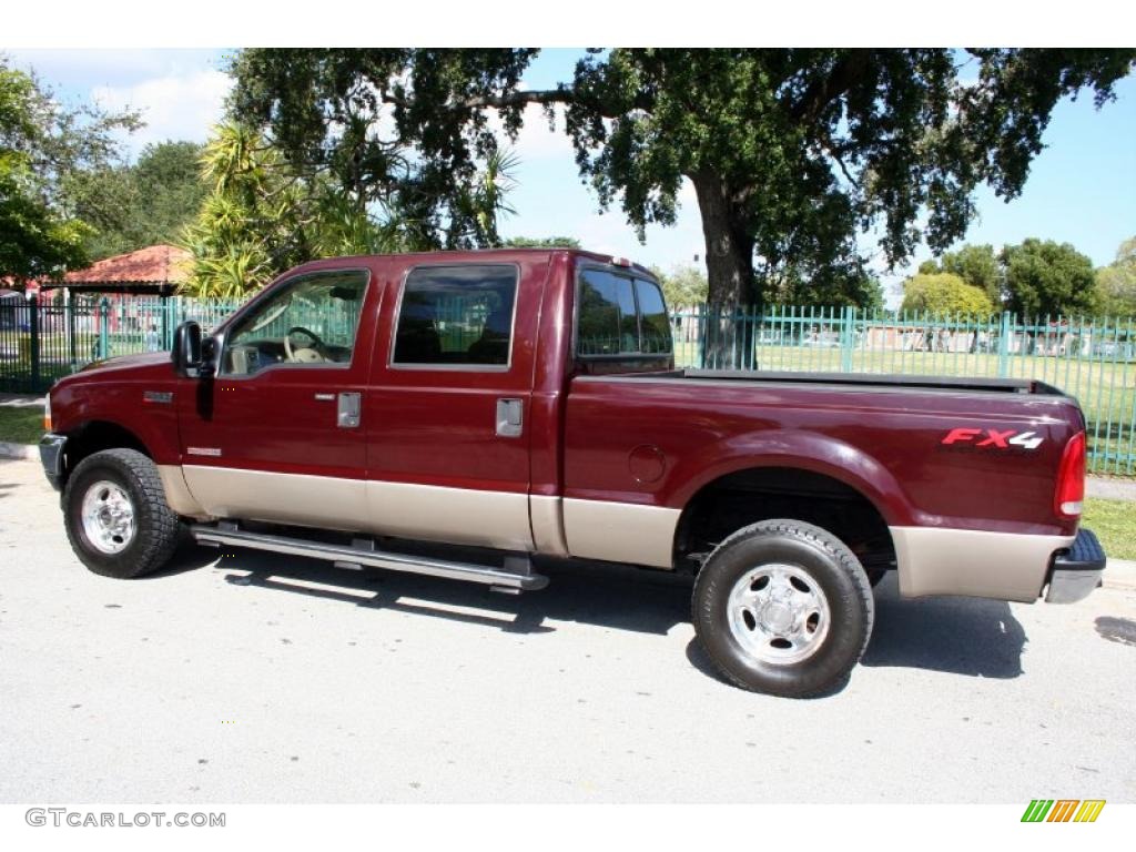 2004 F250 Super Duty Lariat Crew Cab 4x4 - Dark Toreador Red Metallic / Medium Parchment photo #3