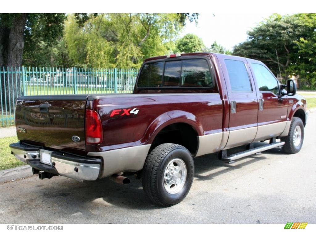 2004 F250 Super Duty Lariat Crew Cab 4x4 - Dark Toreador Red Metallic / Medium Parchment photo #6