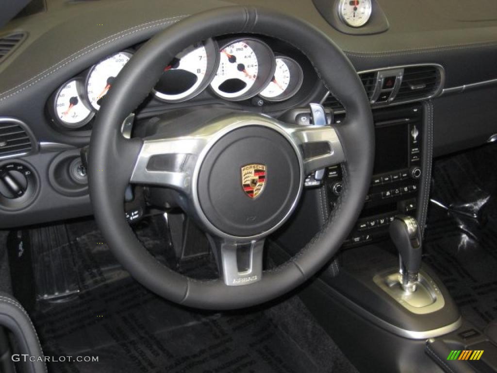 2011 Porsche 911 Turbo S Cabriolet Black Steering Wheel Photo #40120723