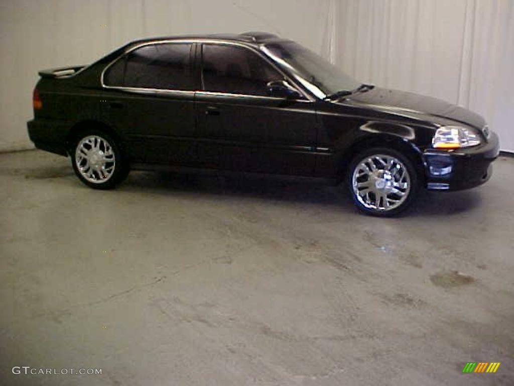 1997 Civic EX Sedan - Black Pearl Metallic / Gray photo #1