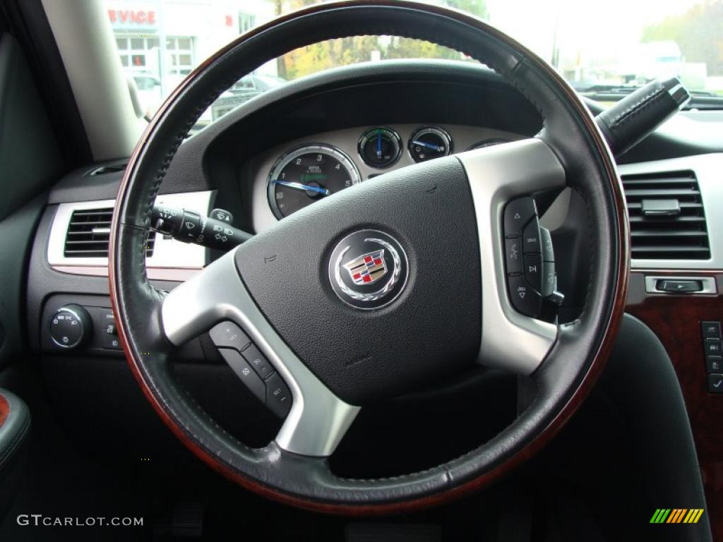 2009 Cadillac Escalade Hybrid AWD Ebony/Ebony Steering Wheel Photo #40128396