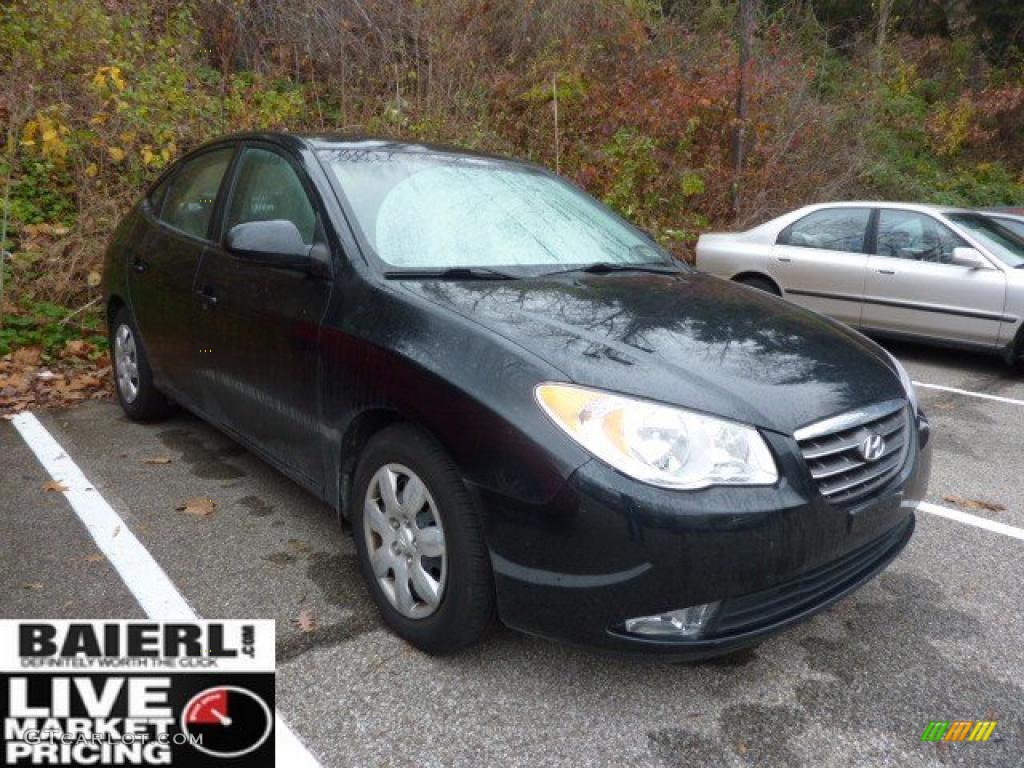 2008 Elantra GLS Sedan - Black Pearl / Gray photo #1