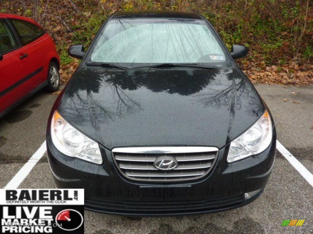 2008 Elantra GLS Sedan - Black Pearl / Gray photo #2