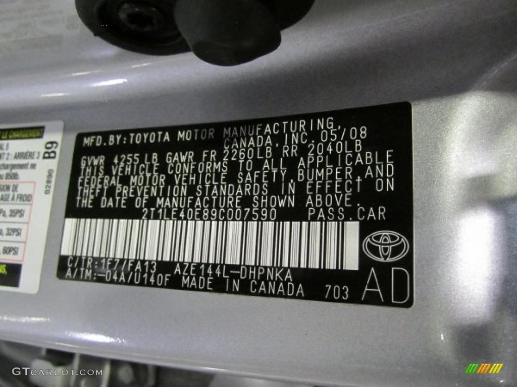 2009 Toyota Matrix S AWD Info Tag Photo #40147405