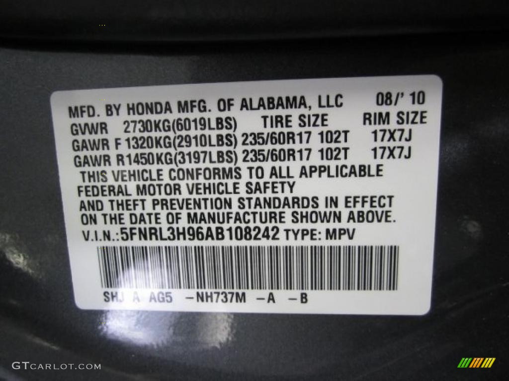 2010 Odyssey Color Code NH737M for Polished Metal Metallic Photo #40149909