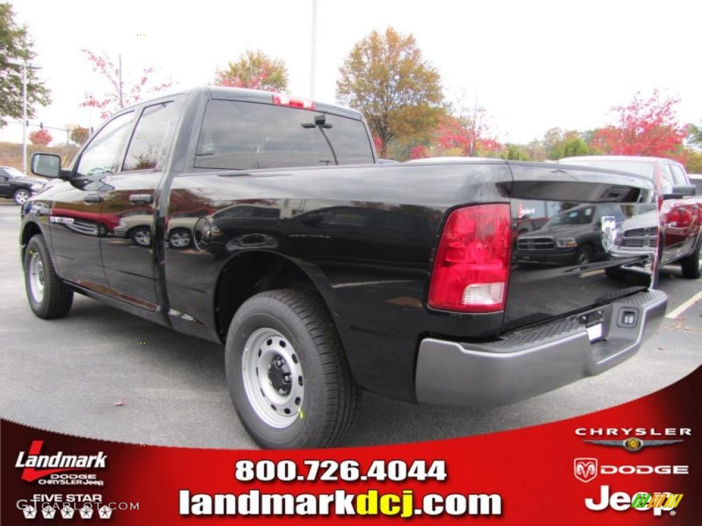 2011 Ram 1500 ST Quad Cab - Brilliant Black Crystal Pearl / Dark Slate Gray/Medium Graystone photo #2