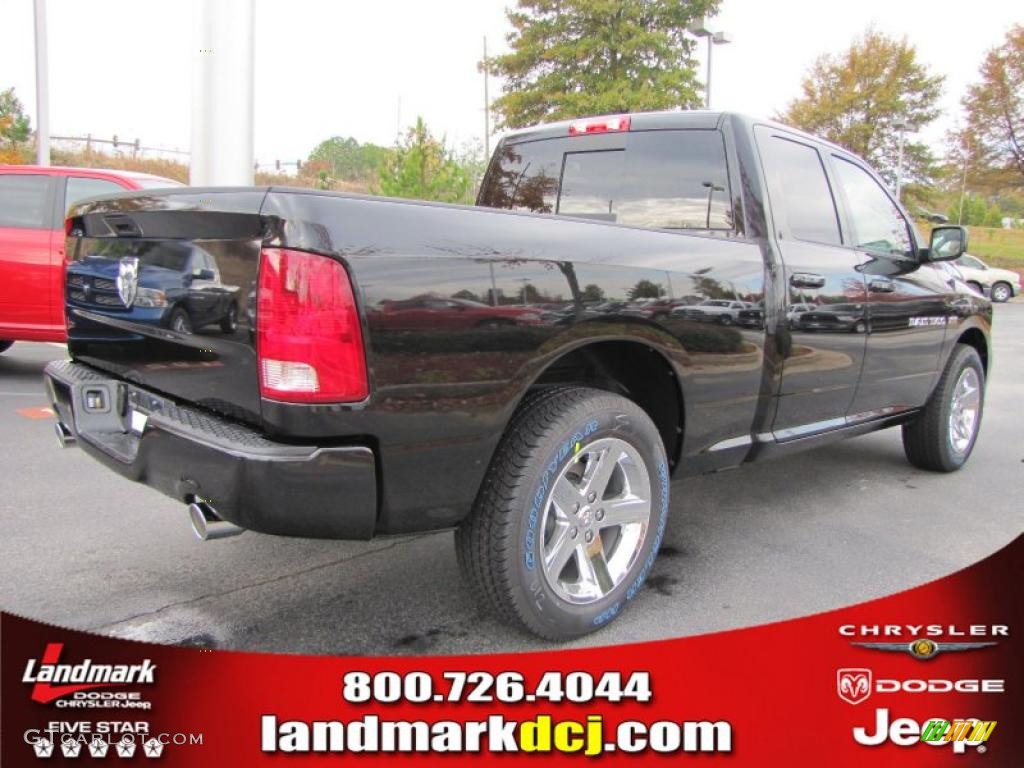 2011 Ram 1500 Sport Quad Cab - Brilliant Black Crystal Pearl / Dark Slate Gray/Medium Graystone photo #3