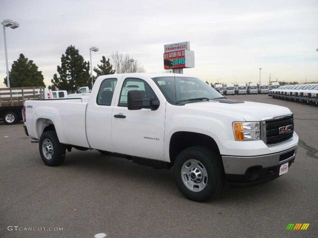 2011 Sierra 2500HD Work Truck Extended Cab 4x4 - Summit White / Dark Titanium photo #1