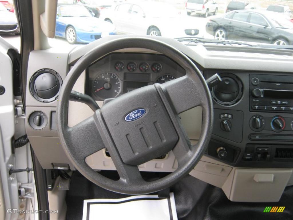 2008 Ford F350 Super Duty XL SuperCab 4x4 Medium Stone Steering Wheel Photo #40169373