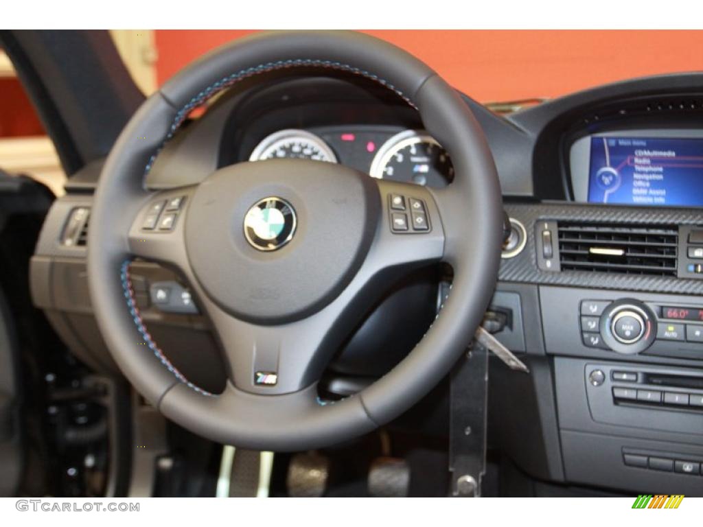 2011 BMW M3 Coupe Black Novillo Leather Steering Wheel Photo #40177101