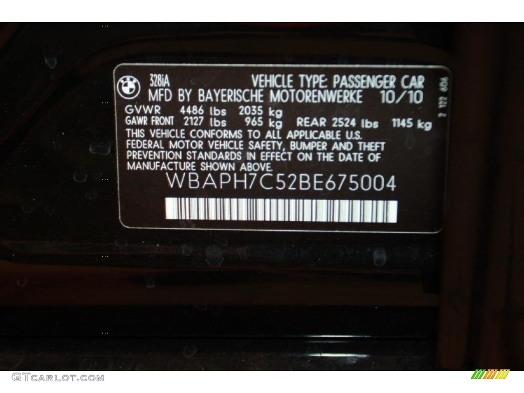 2011 BMW 3 Series 328i Sedan Info Tag Photo #40178165