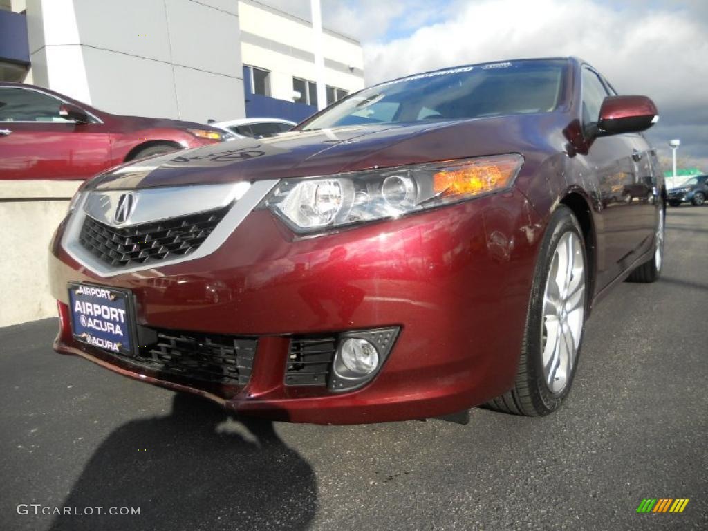 2010 TSX V6 Sedan - Basque Red Pearl / Parchment photo #1