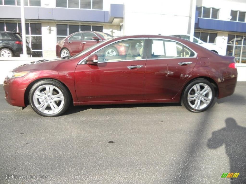 2010 TSX V6 Sedan - Basque Red Pearl / Parchment photo #3