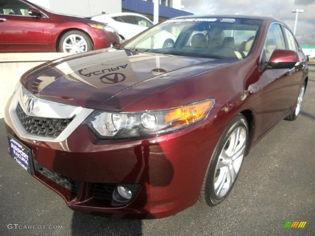 2010 TSX V6 Sedan - Basque Red Pearl / Parchment photo #23