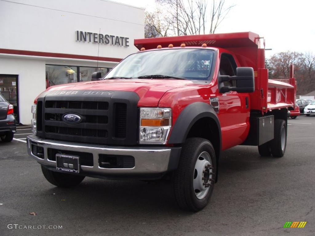 2008 F550 Super Duty XL Regular Cab Dump Truck - Red / Camel photo #1