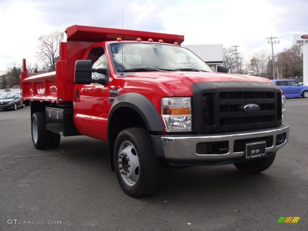 Red 2008 Ford F550 Super Duty XL Regular Cab Dump Truck Exterior Photo #40195847