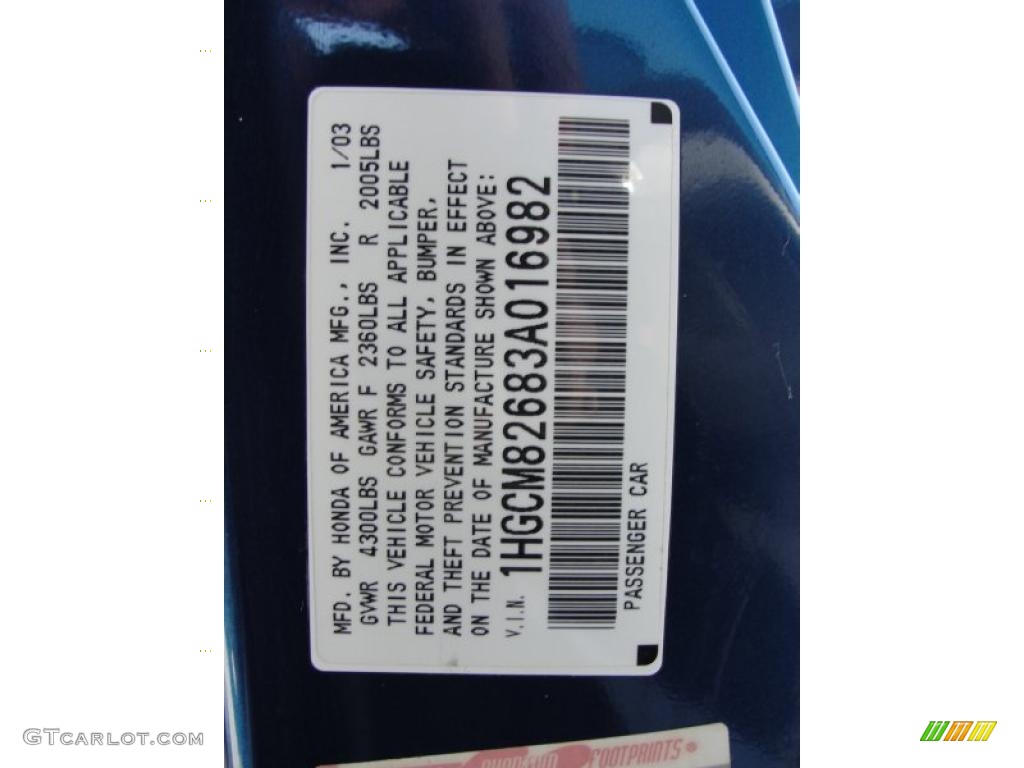 2003 Accord EX V6 Coupe - Sapphire Blue Pearl / Black photo #41