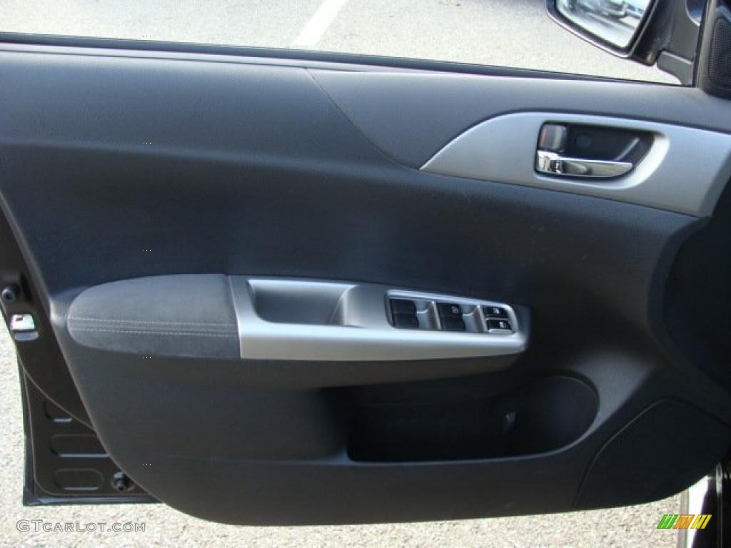 2008 Subaru Impreza WRX STi Carbon Black/Graphite Gray Alcantara Door Panel Photo #40207696