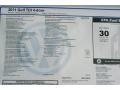 2011 Volkswagen Golf 4 Door TDI Window Sticker