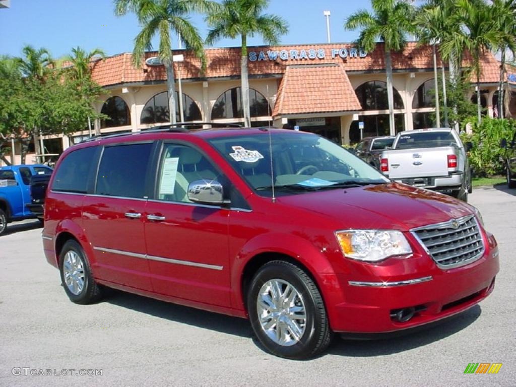 2008 Town & Country Limited - Inferno Red Crystal Pearlcoat / Medium Pebble Beige/Cream photo #1