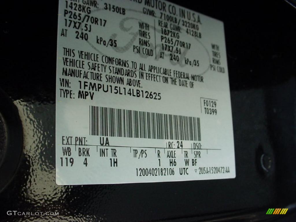 2004 Expedition Color Code UA for Black Photo #40212289